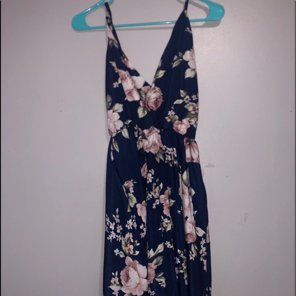 Blue Flower Print Dress